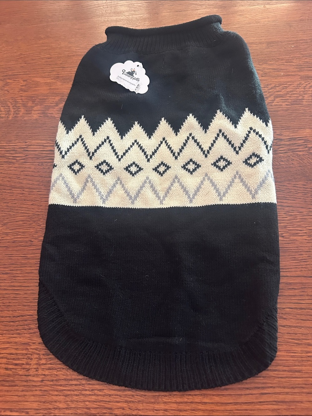 Cozy Black & Cream Geometric Dog Sweater - Classic Knit